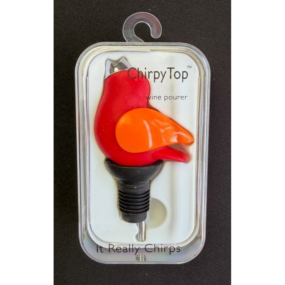 ChirpyTop Wine Pourer - Red and Orange "It Really Chirps" New